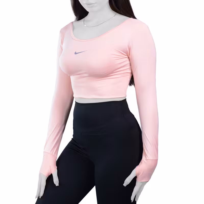کراپ آستین بلند ورزشی زنانه نایک مدل Py-2B2011 صورتی
