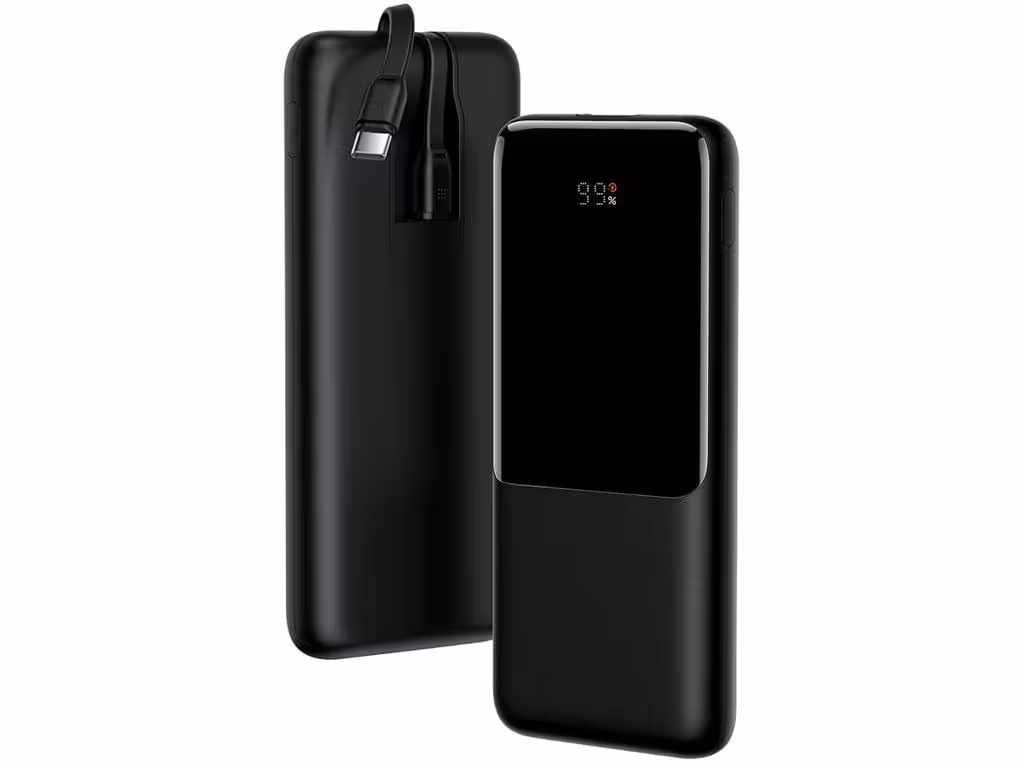 پاوربانک 10000 فست شارژ با کابل تایپ‌سی و لایتنینگ بیسوس Baseus Power Bank Elf Digital Display 22.5W PPJL010001
