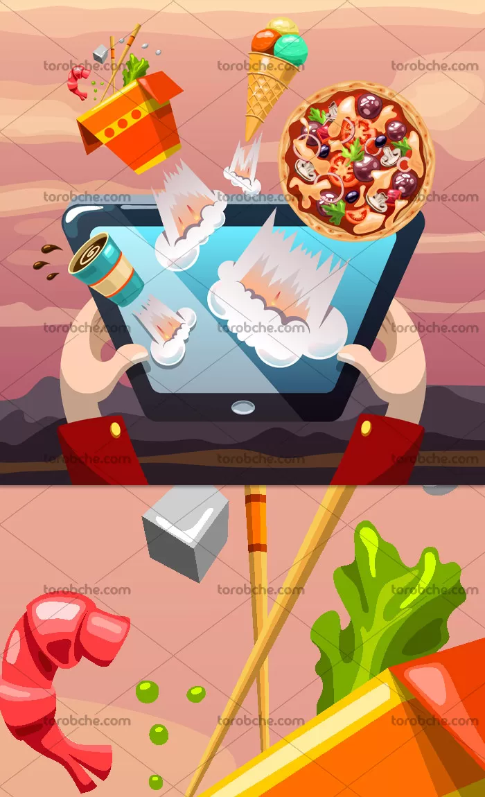 وکتور سفارش آنلاین غذا | گرافیک با طعم تربچه