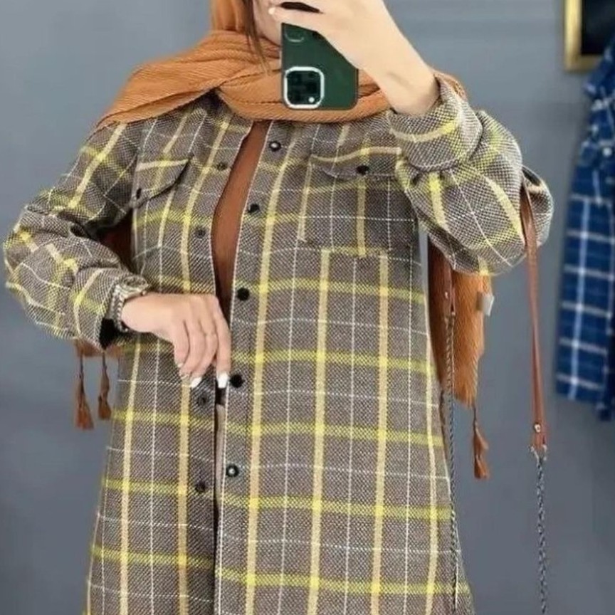 مانتو زنانه چهار خونه جنس پشمی
