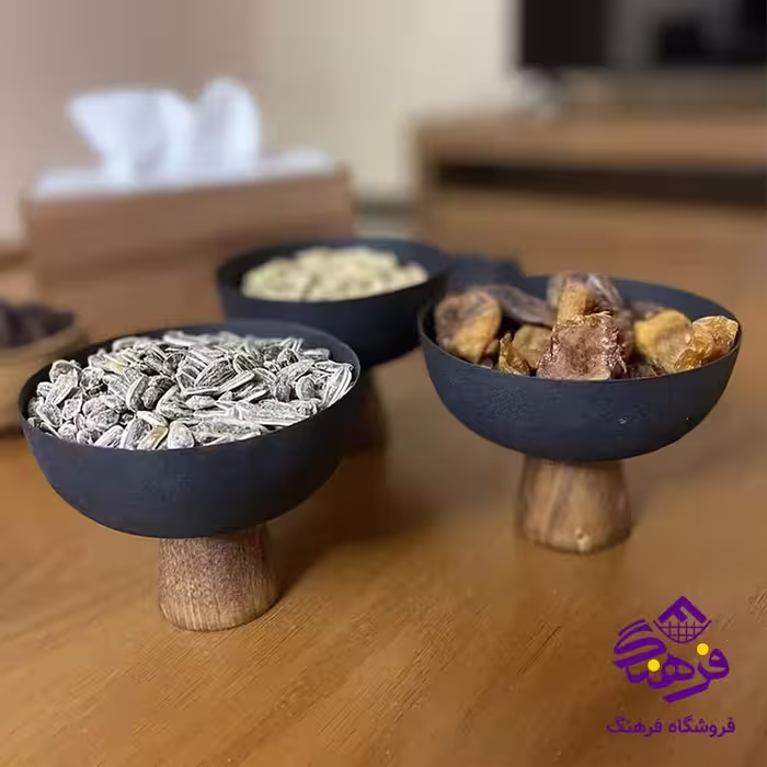پياله رايکا پايه چوبي جفتي