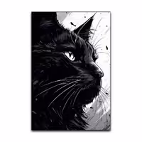 تابلو شاسی گوفی مدل حیوانات طرح گربه مشکی کد Cat BLK53 | دنیای قاب