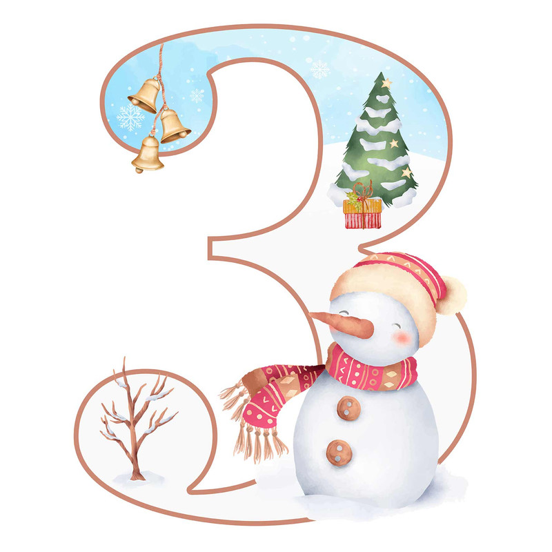 استند رومیزی تولد مدل عدد 3 طرح آدم برفی کد 1013