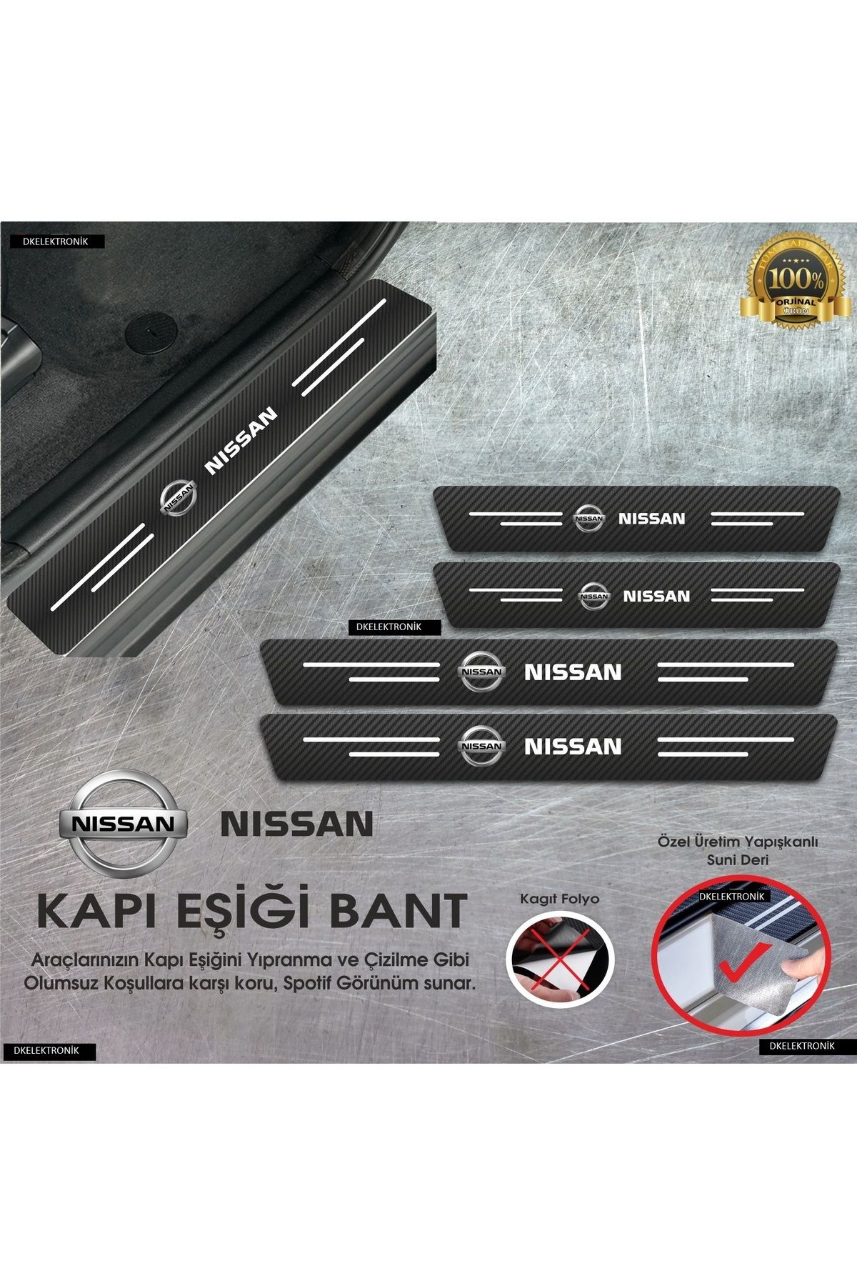 محافظ پلاستیکی رکاب NISSAN JUKE LOGO CARBON DOOR SILL CONSERVATIVE چرمی 4 قطعه مجموعه İYİBİRSEN