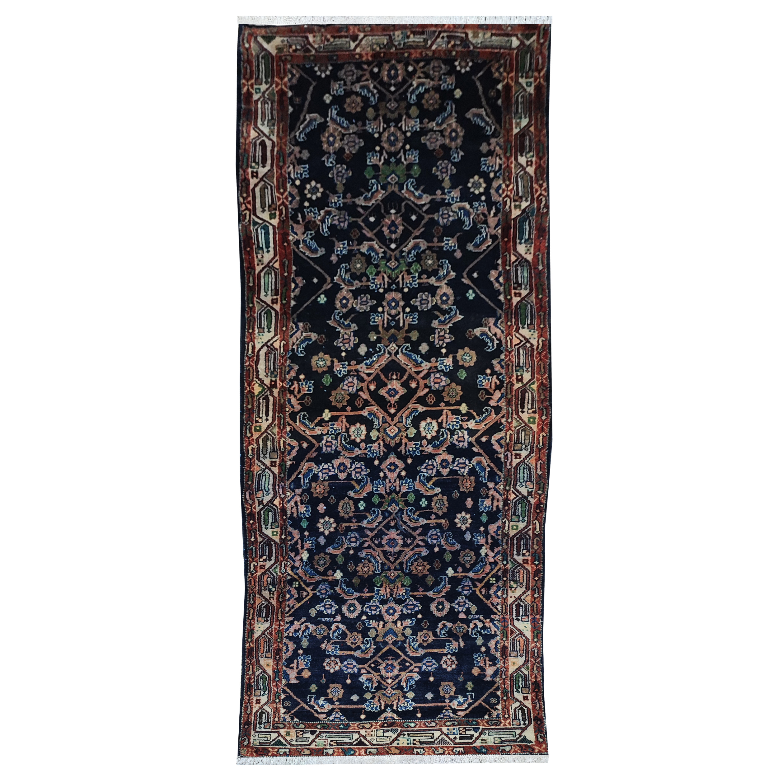 فرش قدیمی دستبافت کناره طول سه متری مدل MG165