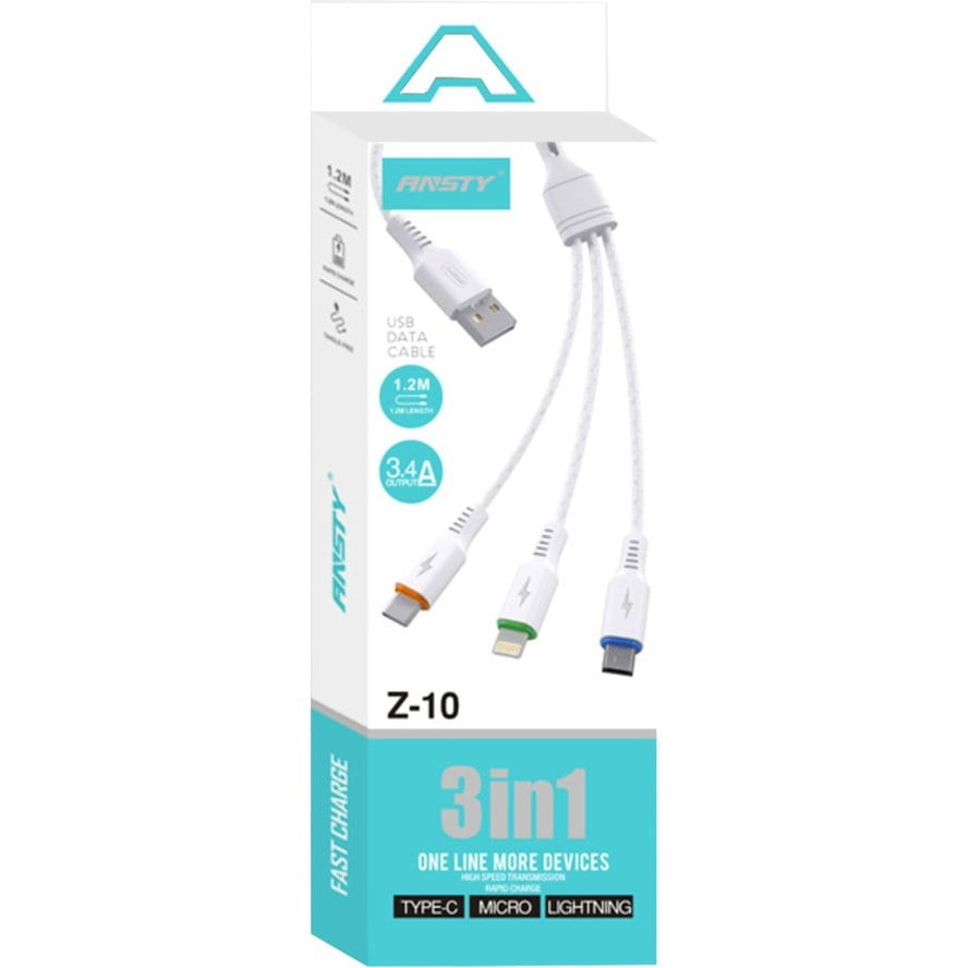 خرید کابل شارژ انستی مدل Z10 سه کاره - بهاری موبایل