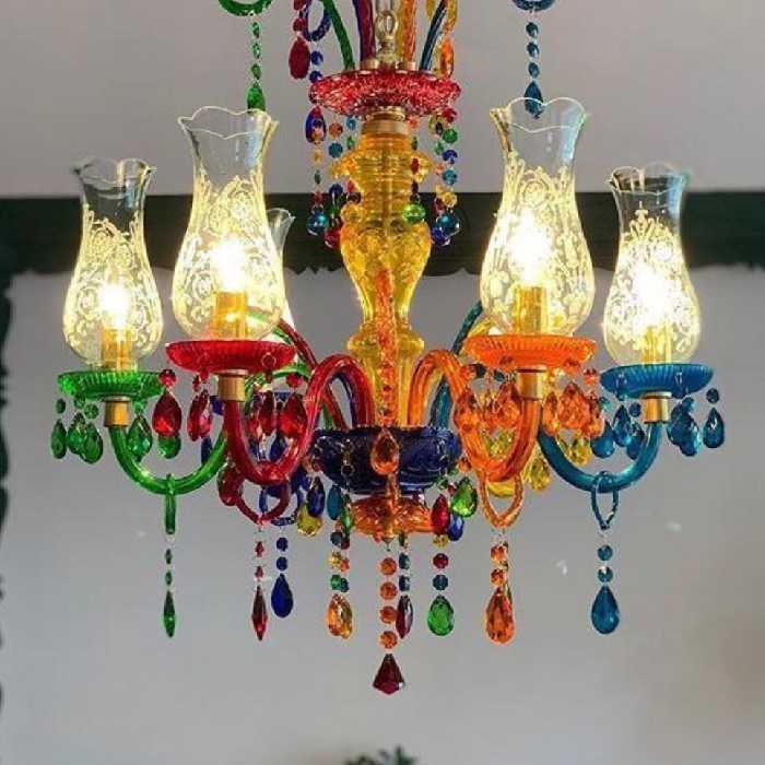 لوستر کریستالی رنگی رنگی