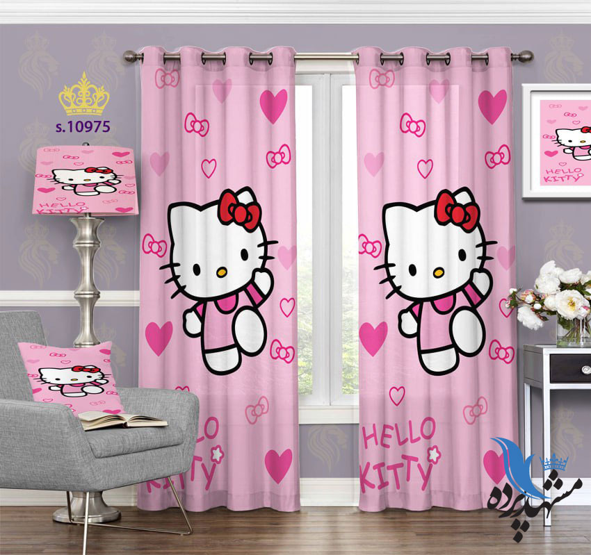 پرده پانچ کودکانه طرح بچه گربه S10975