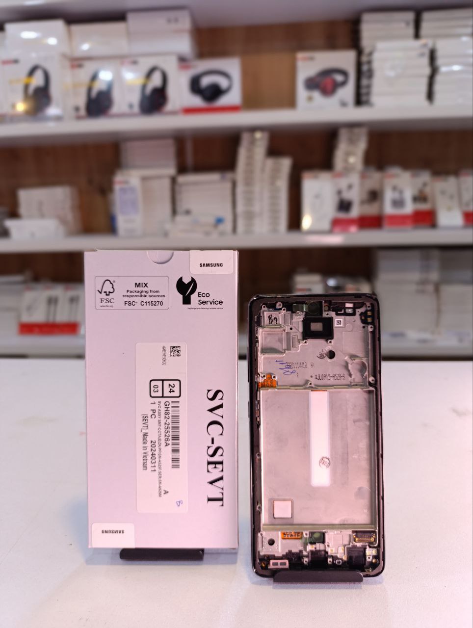LCD Samsung A525 A528 A52S A52 Black ( Frame) Service Pack سرویس پک