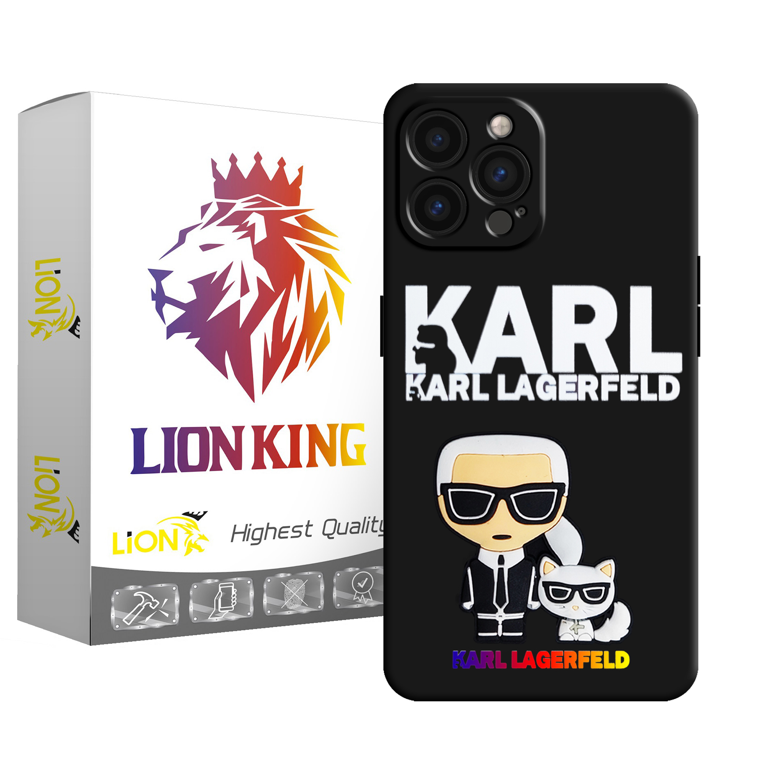 کاور لاین کینگ مدل مرد وگربه 3D مناسب برای گوشی موبایل اپل IPhone 12 pro Max