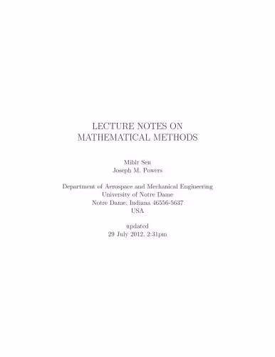 خرید و دانلود نسخه کامل کتاب Lecture Notes on Mathematical Methods