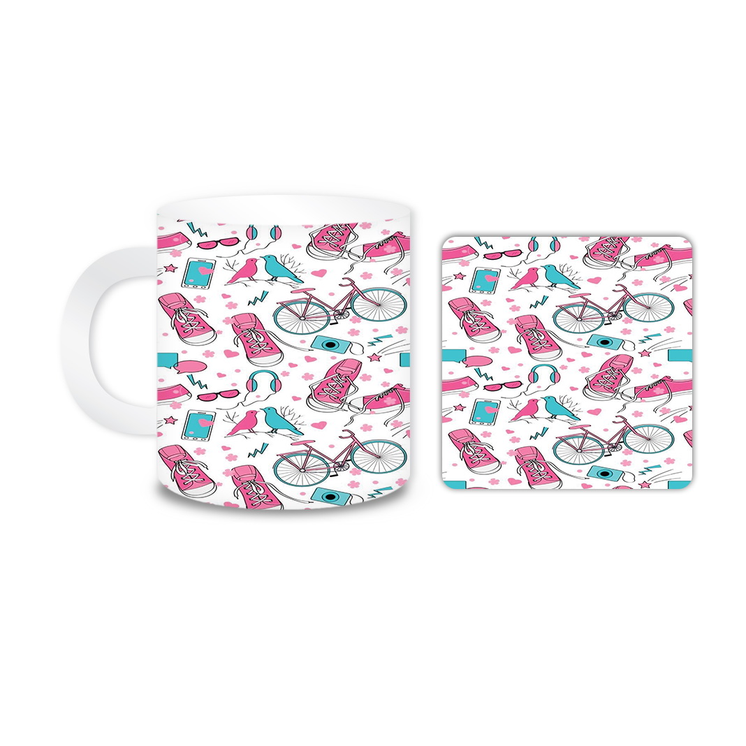 ماگ مدل دوچرخه کد 575 به همراه زیر لیوانی