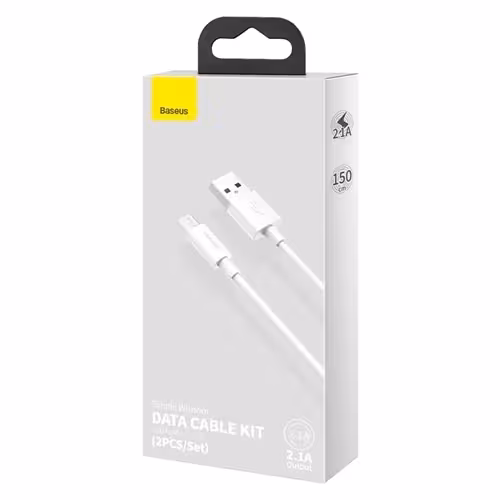 پک 2 عددی کابل میکرو یو اس بی بیسوس Baseus Simple Wisdom Data Cable Kit USB to Micro 2.1A (2PCS/Set) 1.5m TZCAMZJ-02