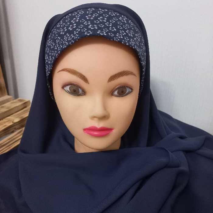 هد شال کرپ حریر سرمه ای 