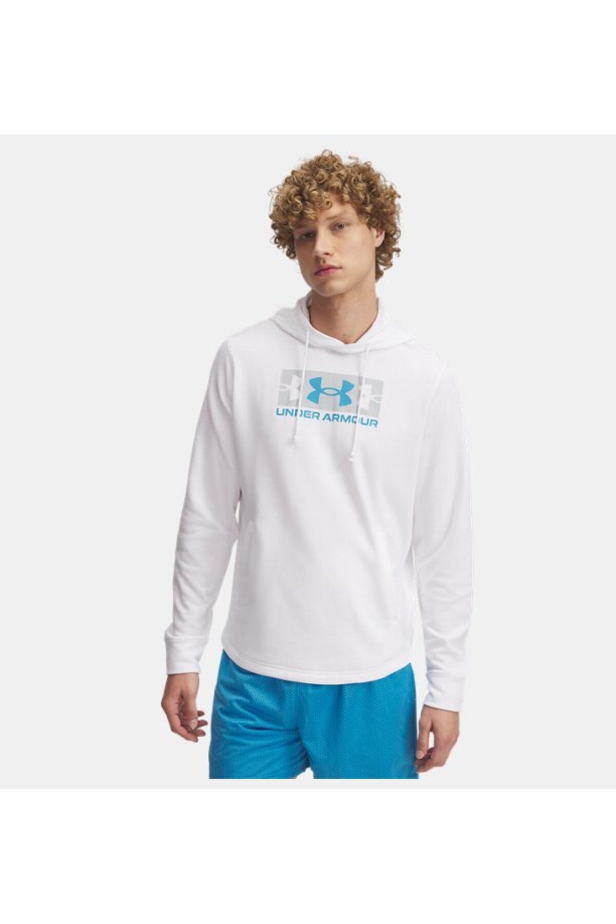 سویشرت ورزشی سفید مردانه رقیب LOGO HOOD 100 Under Armour