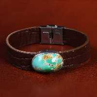 دستبند چرم فیروزه کد 23451 - جواهری مشاهیر