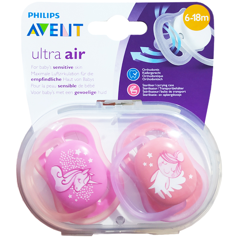 پستانک 2 عددی 6-18 ماه تک شاخ فرشته Ultra Air اونت Avent