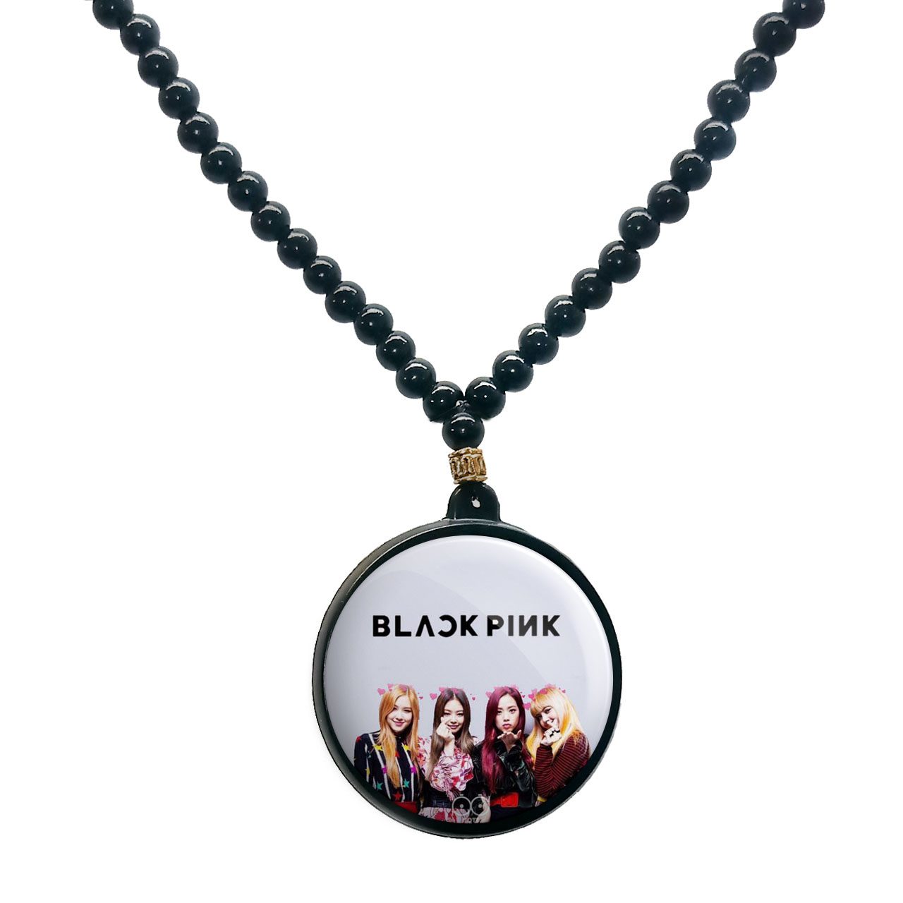 گردنبند پرمانه طرح بلک پینک کد pmd.774 مدل دو طرفه