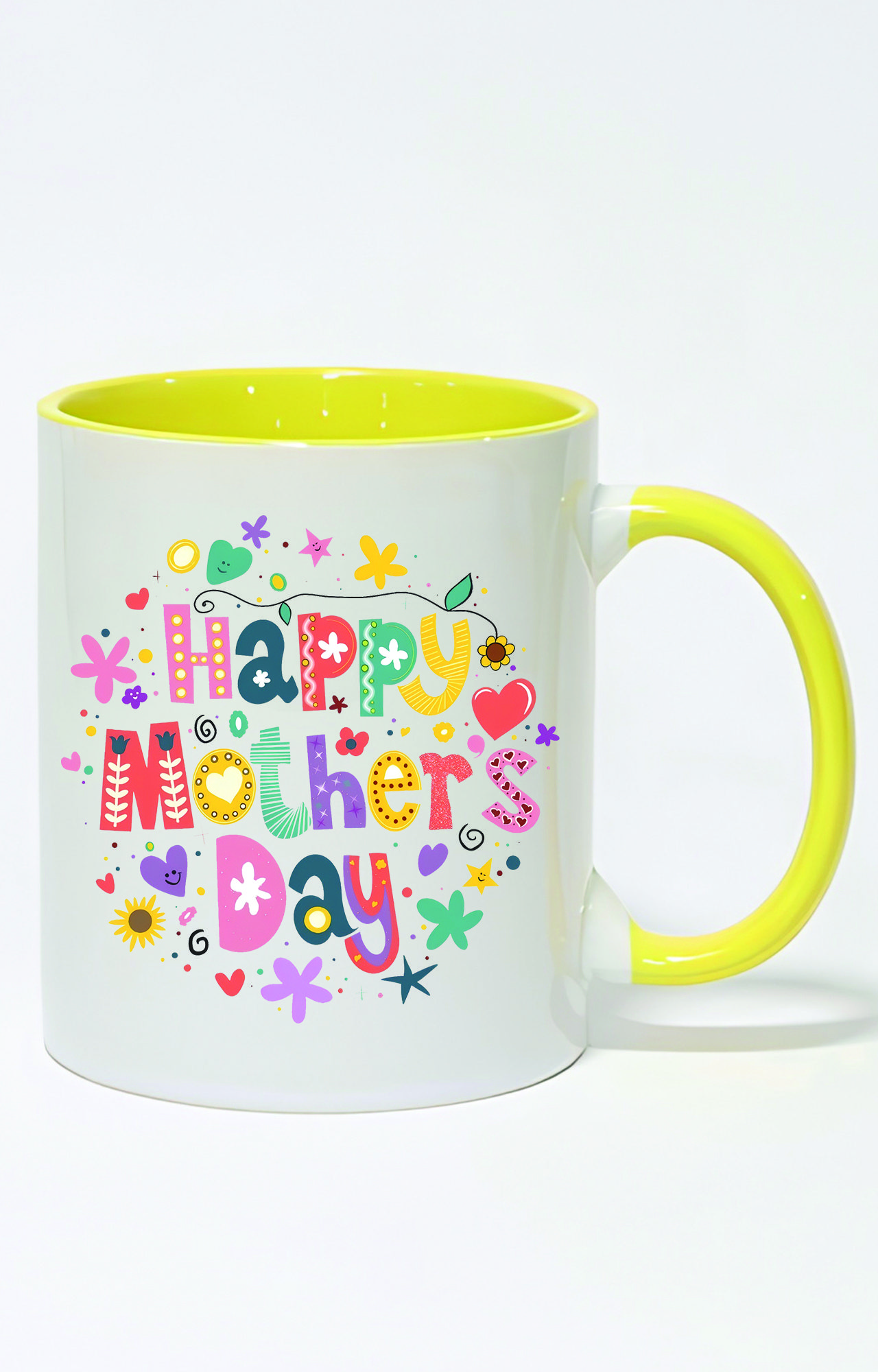 ماگ دسته و داخل رنگی طرح روز مادر مبارک کد 3847