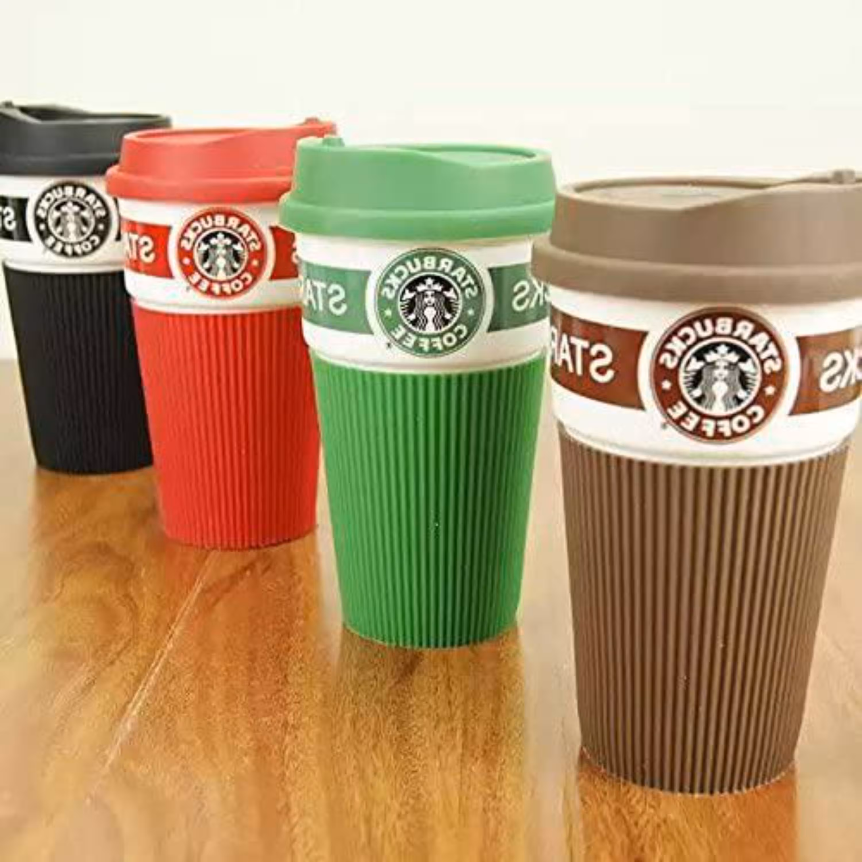 ماگ و لیوان سرامیکی با دیواره بیرونی سیلیکونی مارک استارباکس STAR BUCKS اصل با د