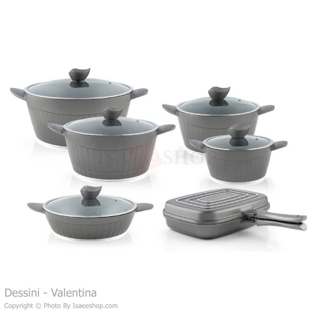 سرویس قابلمه دسینی ولنتینا 12 پارچه نقره ای