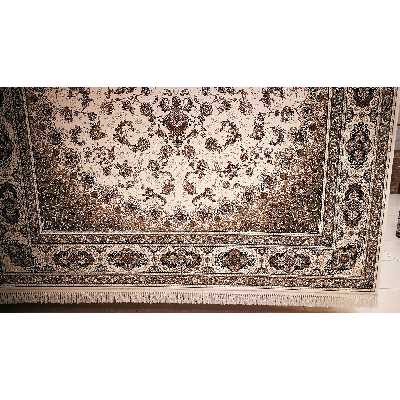 فرش ماشینی زمرد مشهد مدل CRM008 زمینه کرم