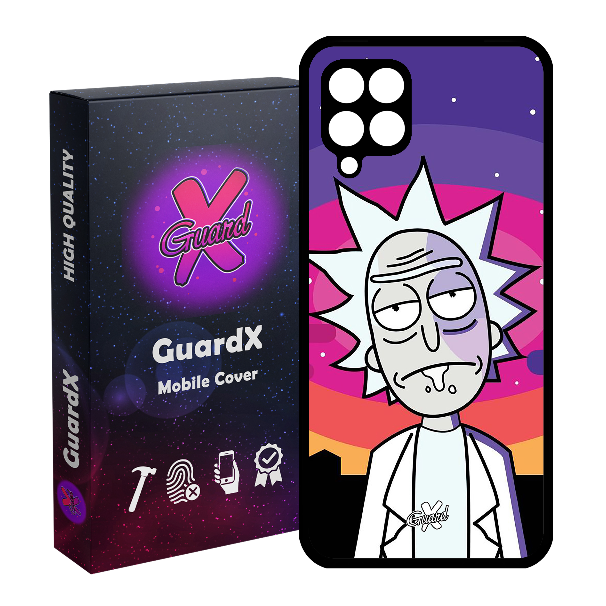 کاور گارد ایکس طرح Rick and Morty مدل Glass10099 مناسب برای گوشی موبایل سامسونگ Galaxy A22 4G