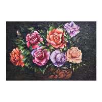 تابلو نقاشی رنگ روغن مدل سبد گل