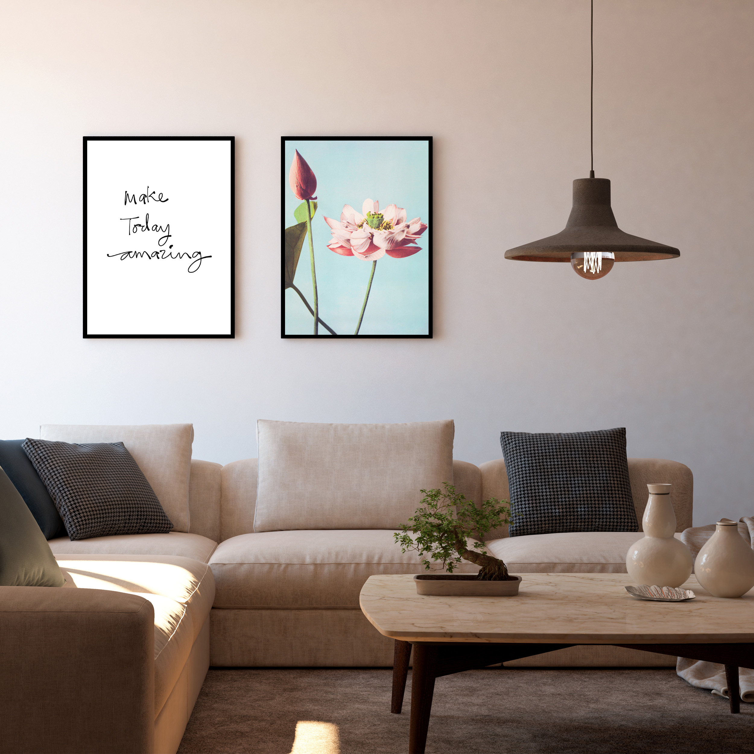 تابلو روما دیزاین طرح گل رز و نوشته لاتین مدل A97d مجموعه 2 عددی