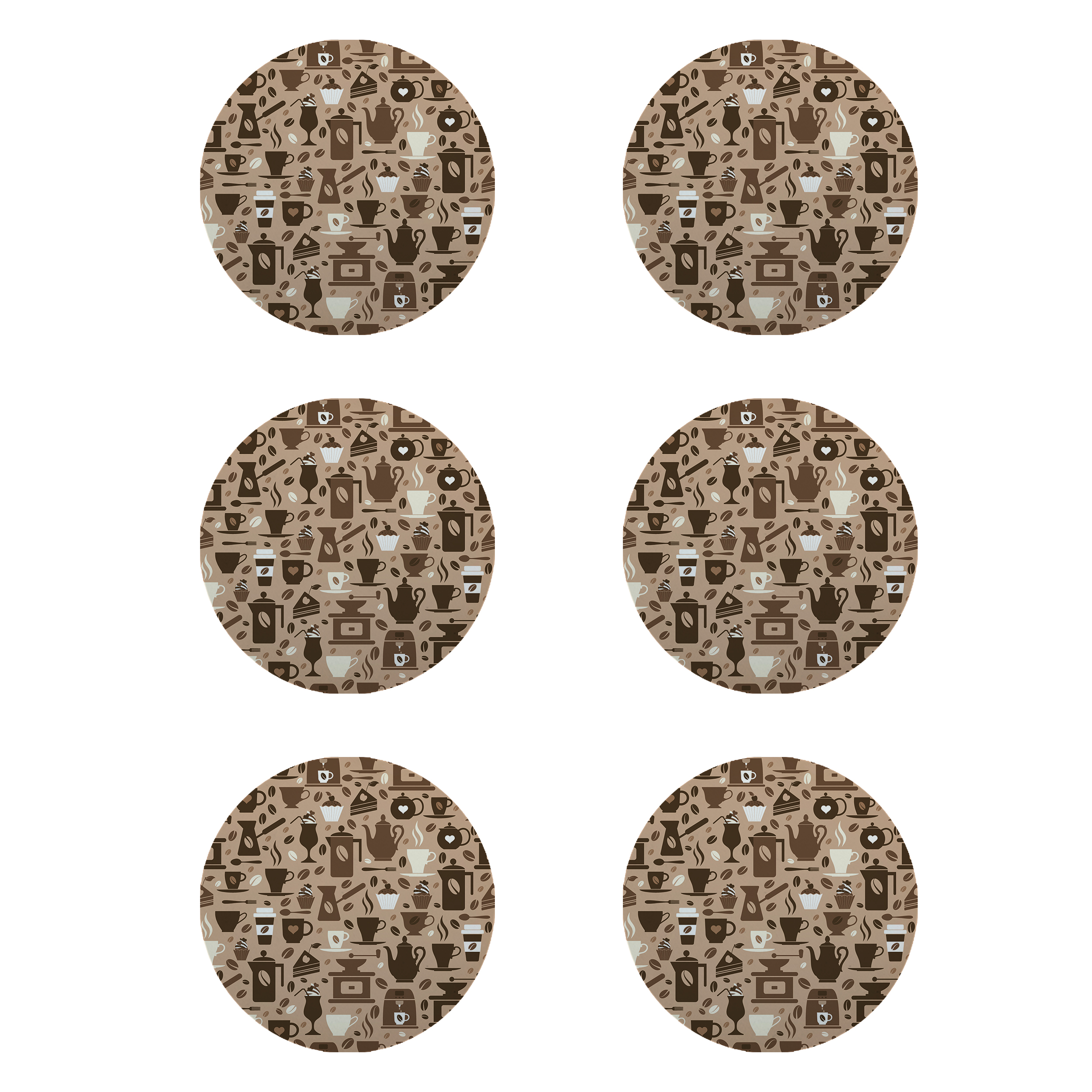 زیر لیوانی طرح قهوه کد 8413 بسته 6 عددی