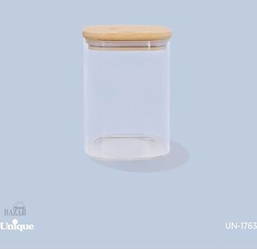 بانکه شیشه ای در چوبی مربع 13 سانت یونیک کد 1763