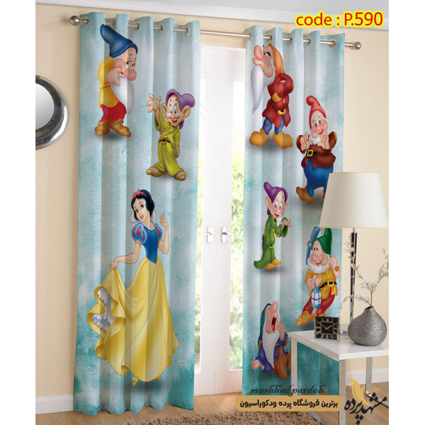پرده پانچ کودک طرح سفید برفی و هفت کوتوله کد P590