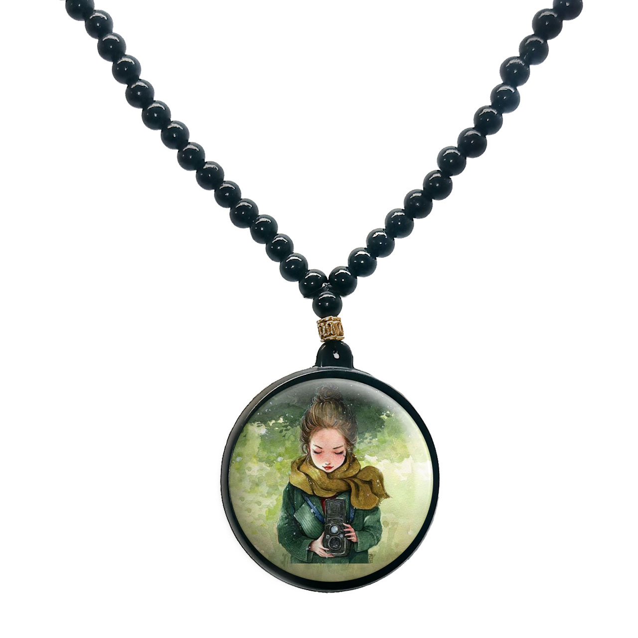 گردنبند پرمانه طرح عکاس کد pmd.5119 مدل دو طرفه