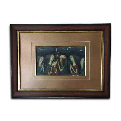 تابلو نقاشی طرح دختر و ماه