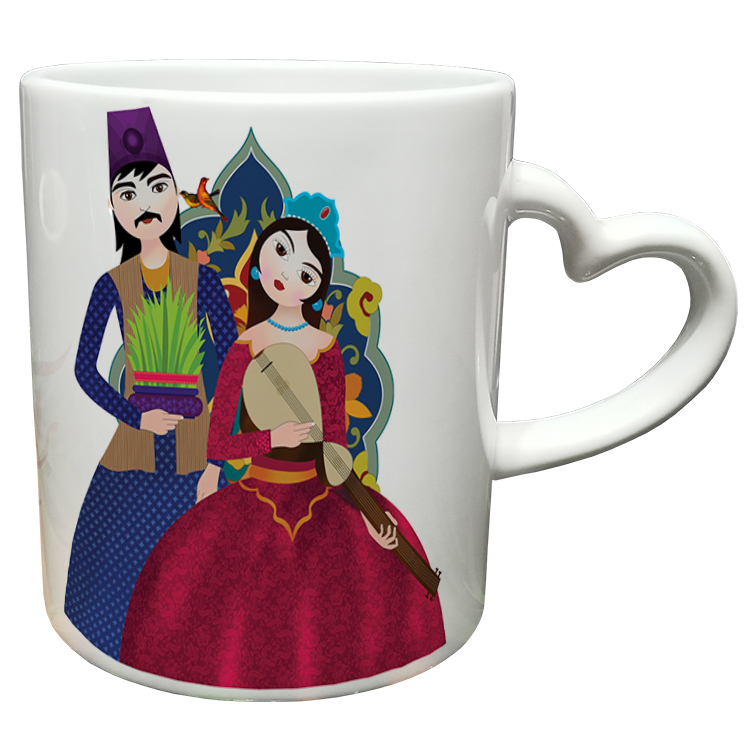 ماگ مدل دسته قلبی طرح عید نوروز کد 82