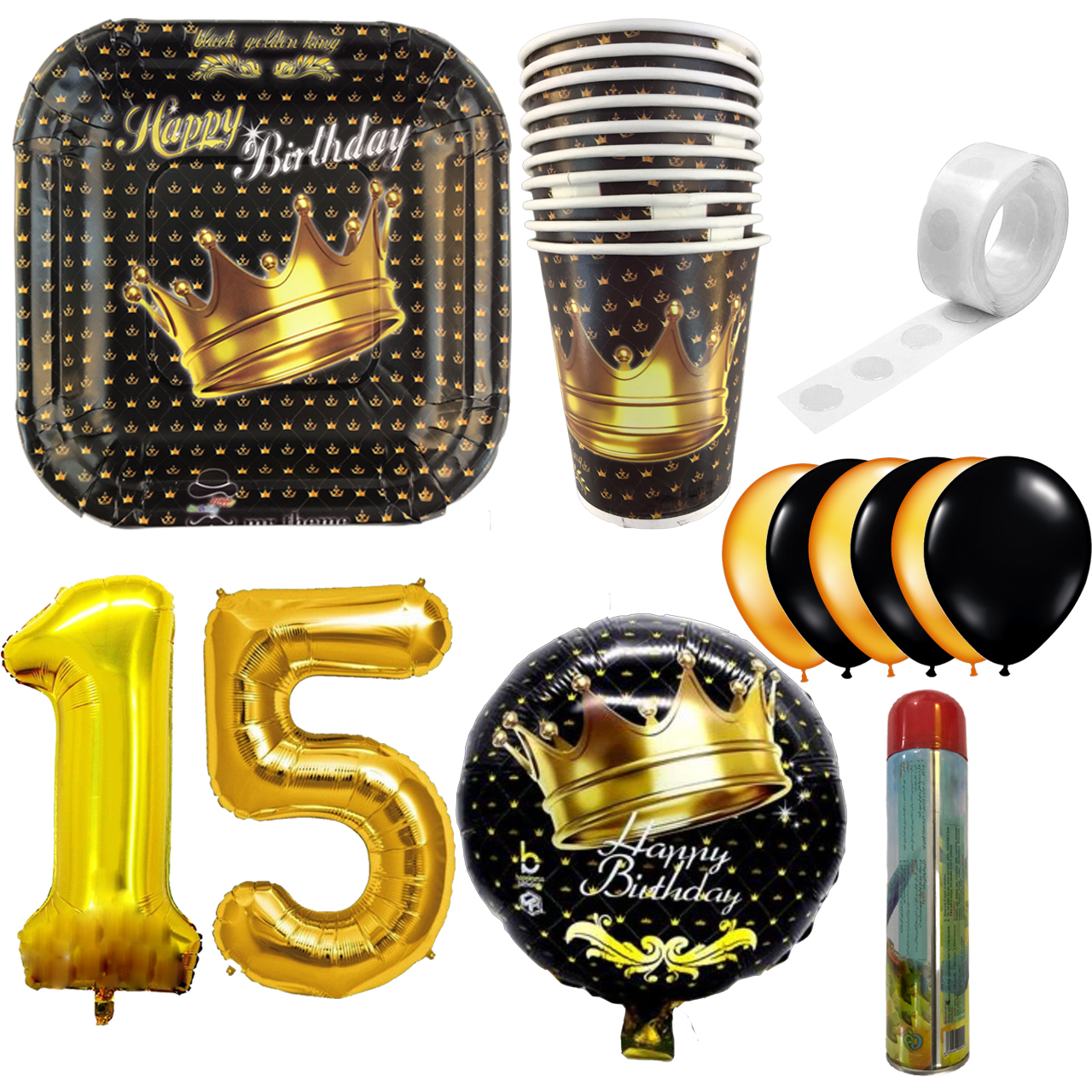 مجموعه 30 عددی تم تولد مستر تم طرح تاج کینگ کد 15