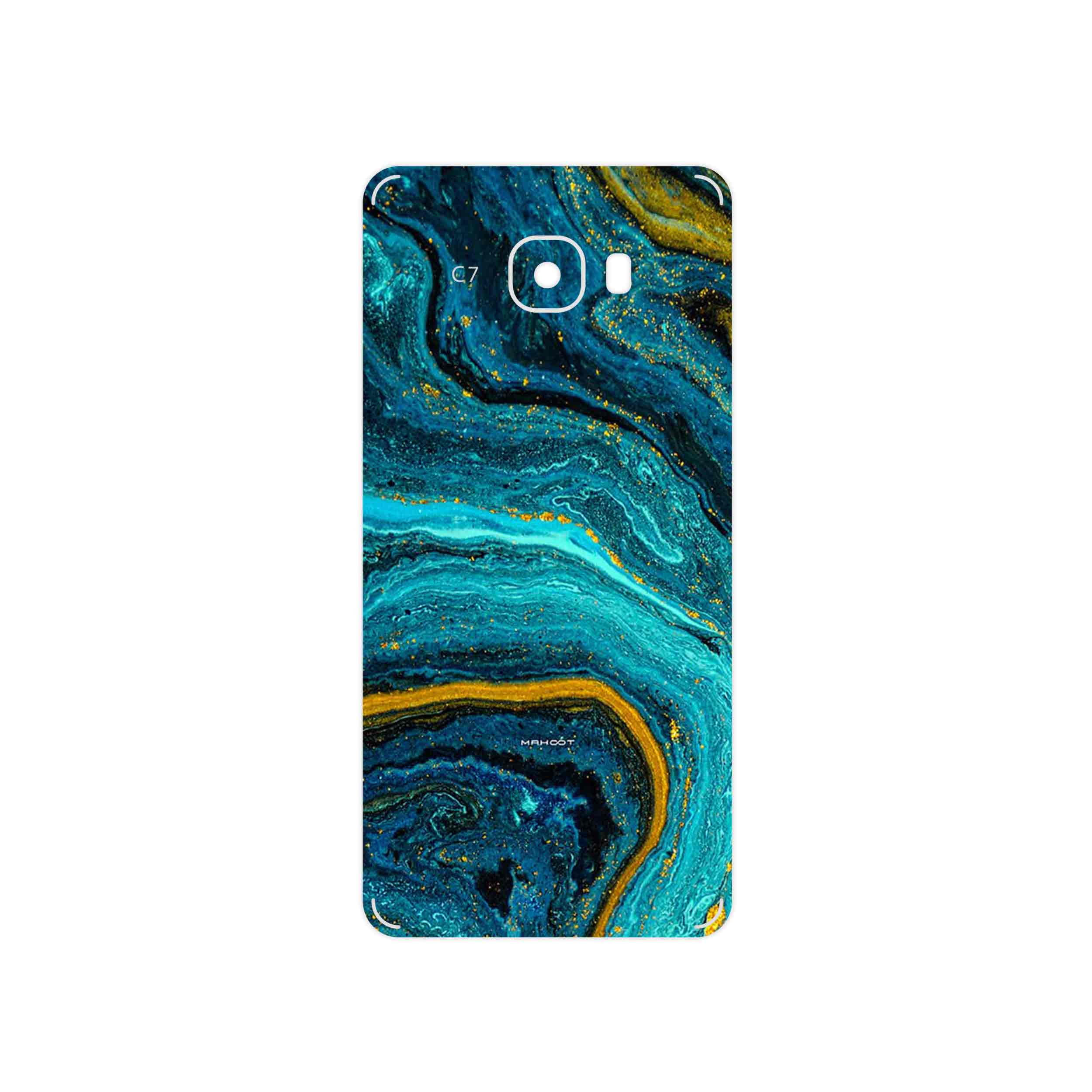 برچسب پوششی ماهوت مدل Turquoise marblewith golden streaks مناسب برای گوشی موبایل سامسونگ Galaxy C7