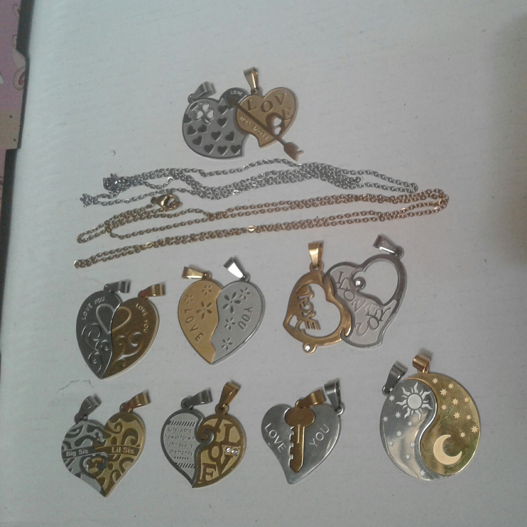 کد336الف - گردنبند استیل جفتی - گردنبند قلبی دوتیکه - گردنبند دو تیکه استیل