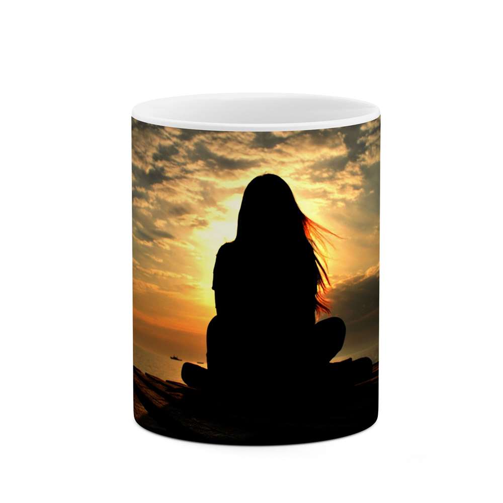 ماگ طرح دختری در غروب مدل mgs11218