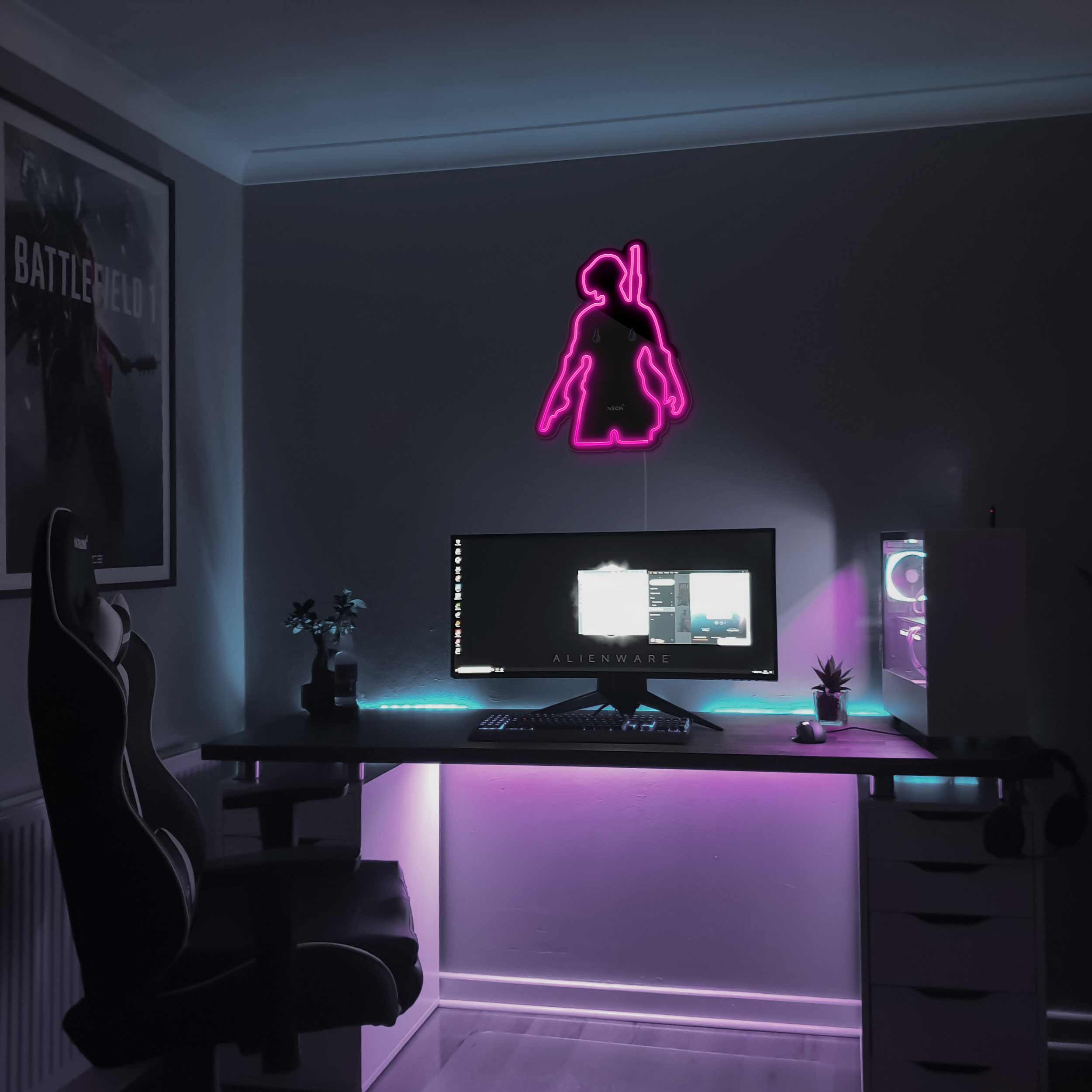 چراغ دیواری نئون دیزاین مدل Pubg-BL_PN
