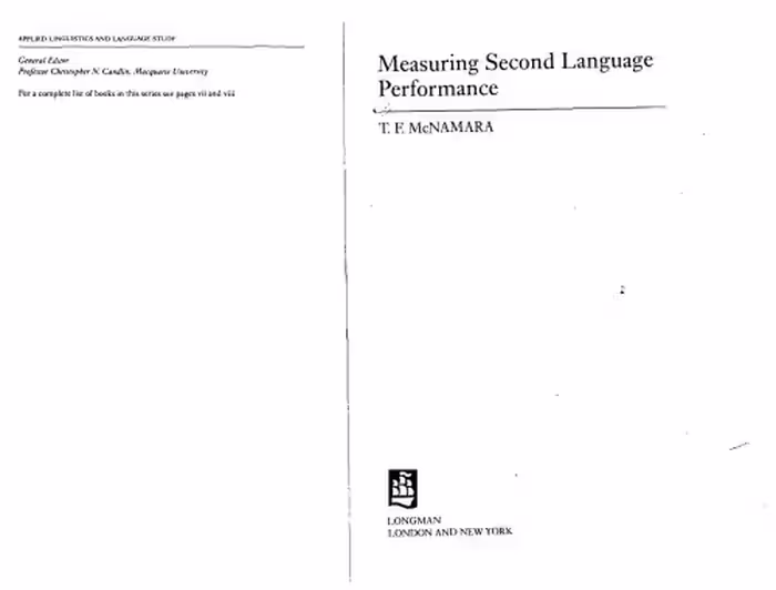 خرید و دانلود نسخه کامل کتاب Measuring Second Language Performance (Applied Linguistics and Language Study)