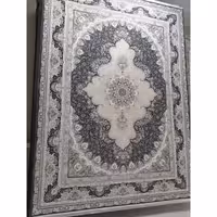 فرش ماشینی 1500 شانه گل برجسته اصل تراکم 4500 طرح سپنتا زمینه ذغالی 12 متری جنس اکرولیک