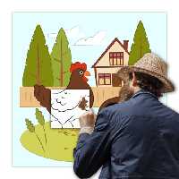 کاردستی نقاشی غول پیکر« مرغ های روستا»