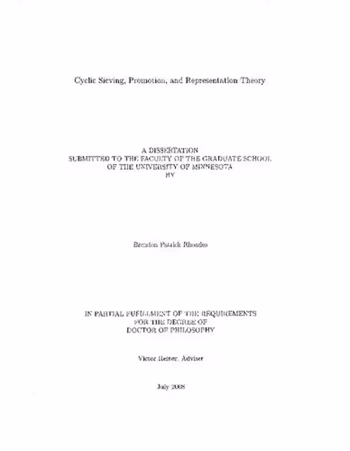 خرید و دانلود نسخه کامل کتاب Cyclic Sieving, Promotion, and Representation Theory