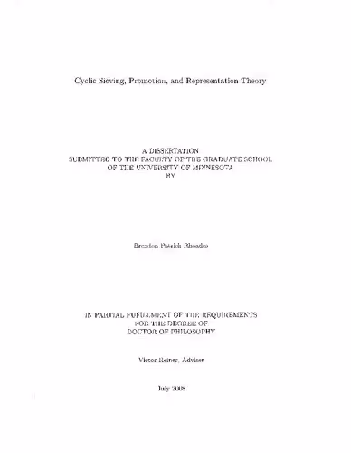 خرید و دانلود نسخه کامل کتاب Cyclic Sieving, Promotion, and Representation Theory