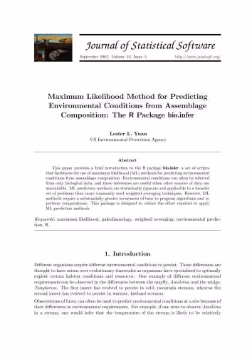 خرید و دانلود نسخه کامل کتاب Maximum Likelihood Method for Predicting Environmental Conditions from Assemblage Composition: The R Package bio.infer   Code