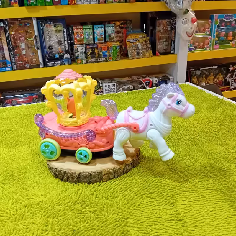 اسباب بازی عروسک کالسکه و اسب موزیکال چراغ دار