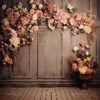 بک دراپ عکاسی با گل رنگی و برگ | گرافیک با طعم تربچه