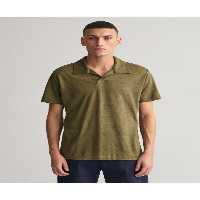 تی شرت یقه پولو سبز مردانه لینن جامد SS POLO اورجینال Gant