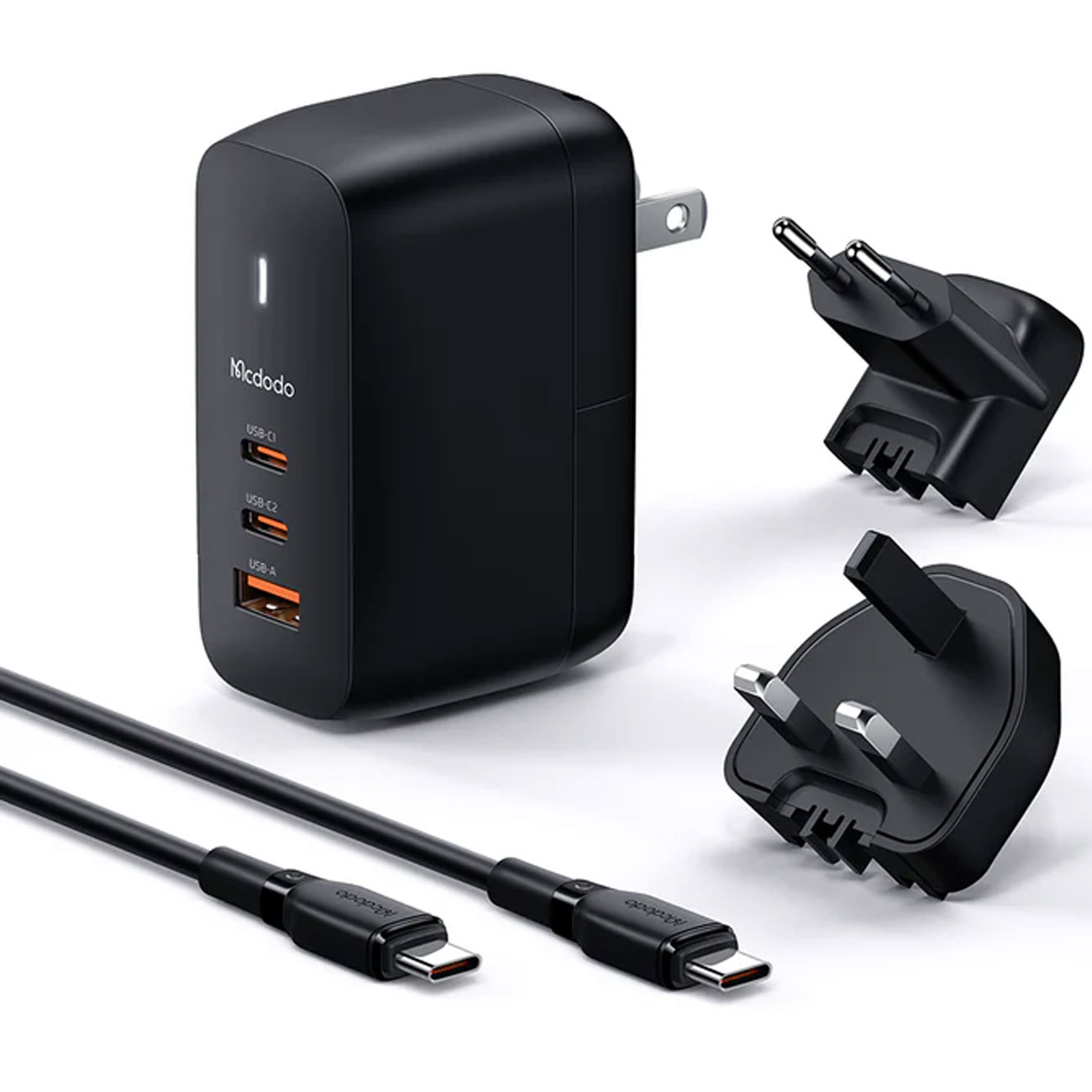 شارژر دیواری تایپ سی و یو اس بی با دو شاخه‌های مختلف مک دودو CH-8442